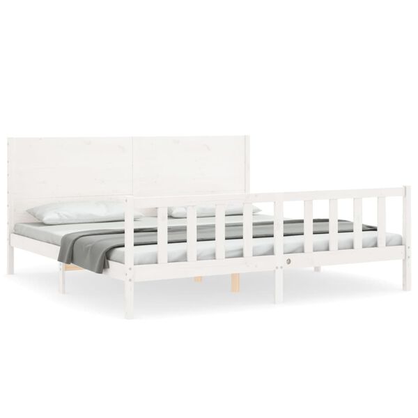 vidaXL Cama sem colch&atilde;o 200x200 cm madeira de pinho maci&ccedil;a branco