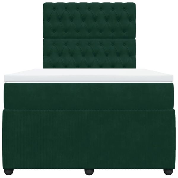 vidaXL Cama boxspring com colch&atilde;o 120x190 cm veludo verde-escuro