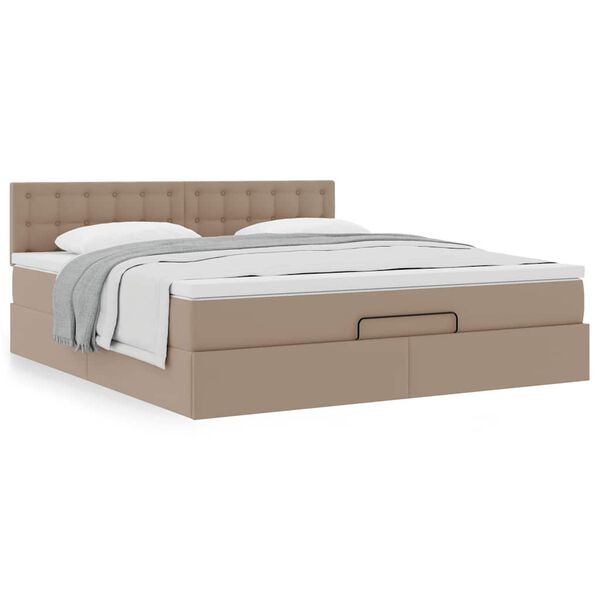 vidaXL Estrutura de cama otomana com colch&atilde;o cappucino 180x200 cm