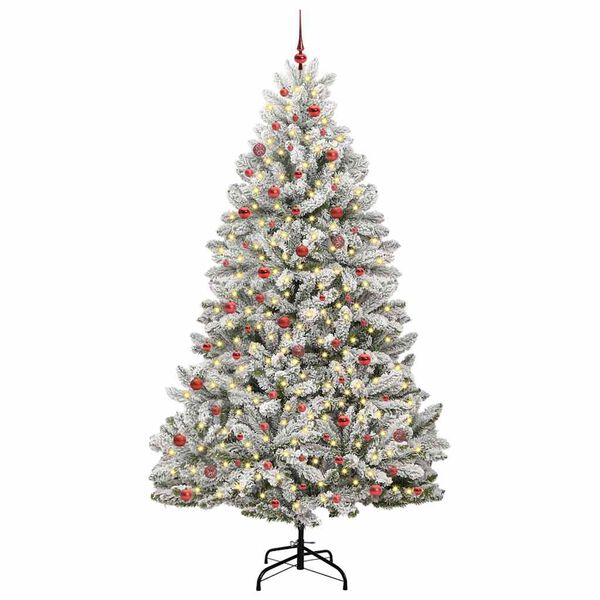 vidaXL Árvore de Natal Artificial Verde e Branco 270 cm PVC e Metal