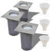 vidaXL Iluminação LED p/ piso exterior, 3 pcs, quadrado
