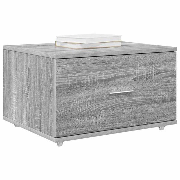 vidaXL Gabinete de Gavetas com roda Cinza Sonoma 55 x 45 x 31 cm