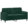 vidaXL Sof&aacute; 2 lug. c/ almofadas decorativas 140cm veludo verde-escuro