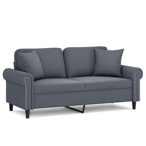 vidaXL Sof&aacute; 2 lug. c/ almofadas decorativas 140 cm veludo cinza-escuro