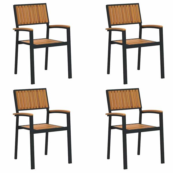 vidaXL Cadeira Empilh&aacute;vel 4 pcs Castanho 56 x 57 x 87 cm