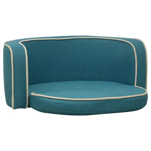 vidaXL Sof&aacute; p/ c&atilde;es dobr&aacute;vel 76x71x30 cm almofad&atilde;o de linho turquesa