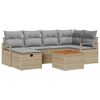 vidaXL Conjunto de Sof&aacute; de Jardim 7 unid. Bege vime PE