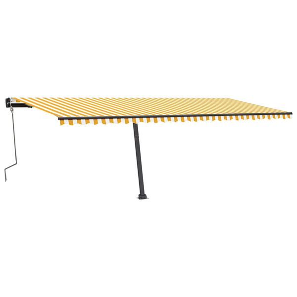 vidaXL Toldo retr&aacute;til manual com LED 600x350 cm amarelo e branco