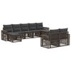 vidaXL Conjunto de Sof&aacute; de Jardim 9 unid. Cinza e Cinza Escuro vime PE