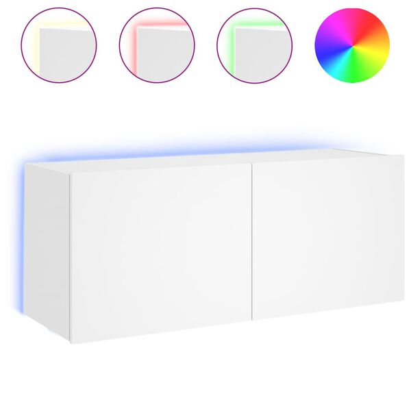 vidaXL M&oacute;vel de parede para TV com luzes LED 100x35x41 cm branco