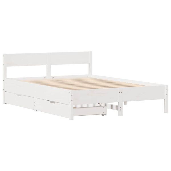 vidaXL Cama sem colch&atilde;o 120x200 cm madeira de pinho maci&ccedil;a branco