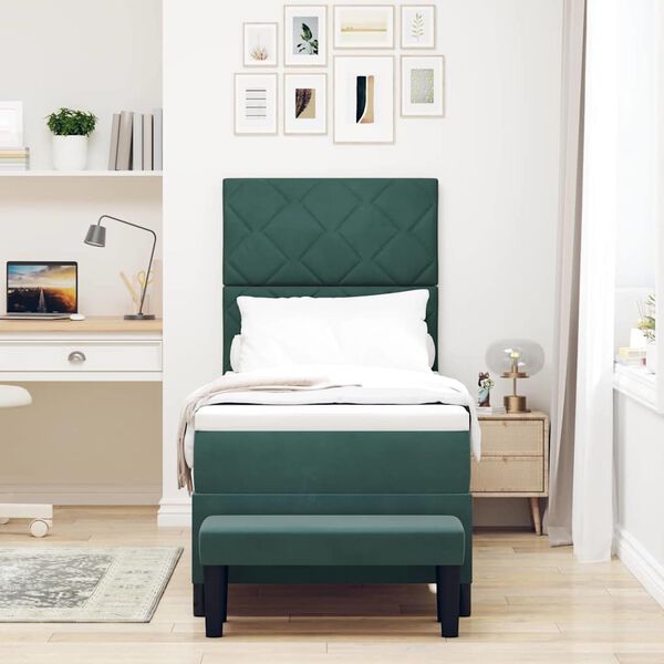 vidaXL Cama Box com colch&atilde;o Verde-escuro 80 x 200 cm Veludo