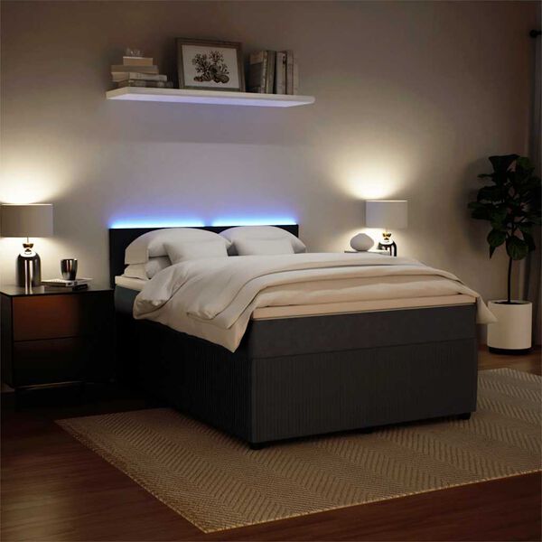 vidaXL Cama com molas/colch&atilde;o 140x200 cm veludo cinzento-escuro