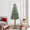 vidaXL Árvore de Natal Slim com 300 LEDs com suporte Verde 210 cm