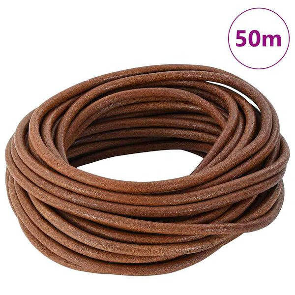 vidaXL Corda de Couro Marrom Claro &Oslash;4 mm x 50 m Couro