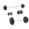 vidaXL Conjunto de barras e halteres com discos 90 Kg