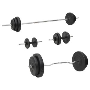 vidaXL Conjunto de barras e halteres com discos 90 Kg