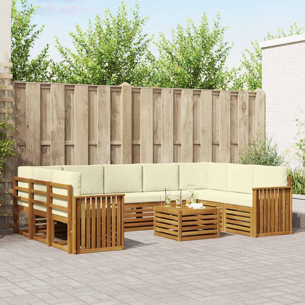 vidaXL Conjuntos de sof&aacute;s com almofada 10 pcs Natural e Creme