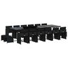 vidaXL 17 pcs conjunto de jantar p/ jardim c/ almofad&otilde;es vime PE preto