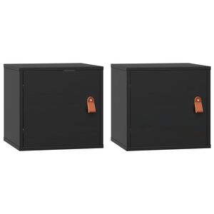 vidaXL Arm&aacute;rios de parede 2 pcs 31,5x30x30cm pinho maci&ccedil;o branco preto