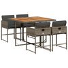 vidaXL 5 pcs conjunto de jantar p/ jardim c/ almofad&otilde;es vime PE cinza