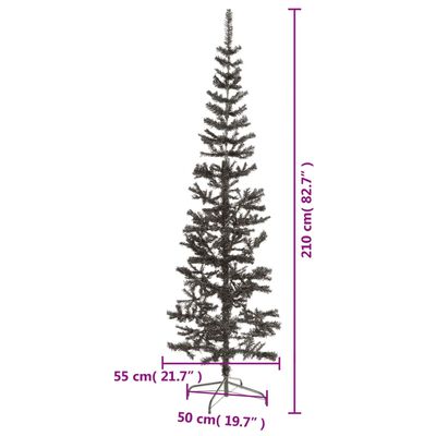 vidaXL Árvore de Natal fina 210 cm preto
