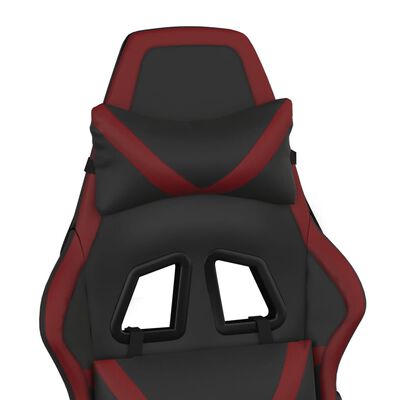 vidaXL Cadeira gaming massagens couro artificial preto/vermelho tinto
