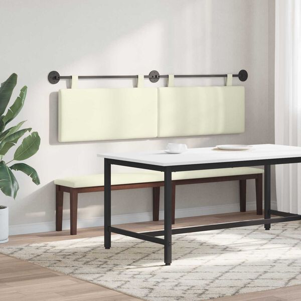 vidaXL Cabeceira Suspensa Montado na parede Liso Creme 170 x 55 x 5 cm