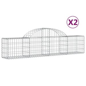 vidaXL Cestos gabi&atilde;o arqueados 2 pcs 200x30x40/60 cm ferro galvanizado