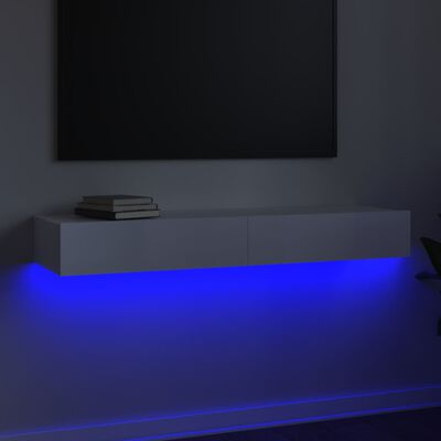 vidaXL Móvel de TV com luzes LED 120x35x15,5 cm branco brilhante