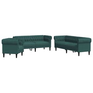 vidaXL 3 pcs conjunto de sof&aacute;s tecido verde-escuro