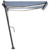vidaXL Toldo autom&aacute;tico LED e sensor de vento 300x250 cm azul e branco