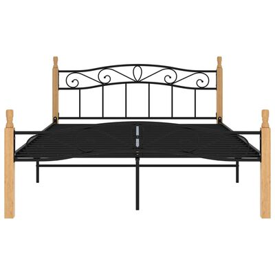 vidaXL Estrutura de cama 160x200cm metal/madeira carvalho maciça preto