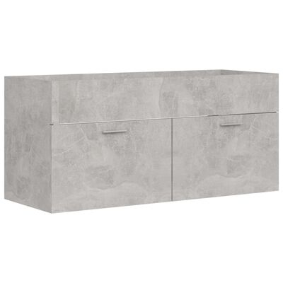 vidaXL Armário lavatório 100x38,5x46 cm contraplacado cinzento cimento