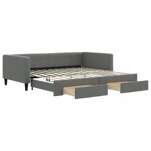 vidaXL Sof&aacute;-cama c/ gavet&atilde;o/gavetas 100x200 cm tecido cinzento-escuro
