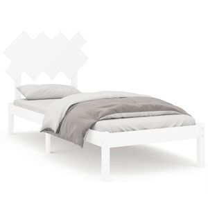 vidaXL Estrutura de cama solteiro 90x190 cm madeira maci&ccedil;a branco