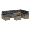 vidaXL Conjunto de Sof&aacute; de Jardim 9 unid. Cinzeto Rattan Sint&eacute;tico