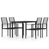 vidaXL 5 pcs Conjunto de jantar para jardim preto
