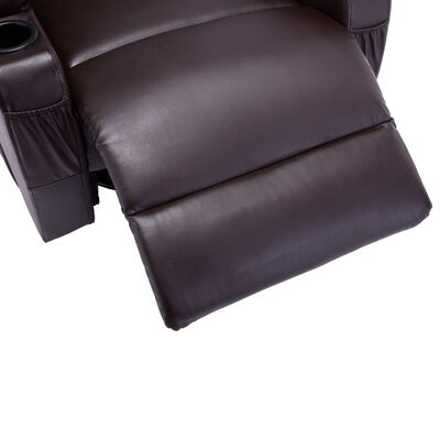 vidaXL Cadeira massagem reclinável couro artificial castanho