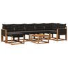 vidaXL Conjunto de Sof&aacute;s para Exterior 8 pcs Natural e Preto