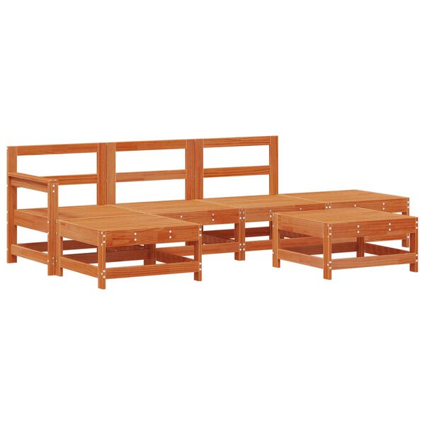 vidaXL Conjunto de Lounge de Jardim 6 pcs Castanho Cera