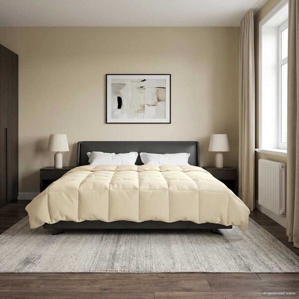 vidaXL Edredom de Ver&atilde;o Simples Creme 240 x 260 cm Microfibra