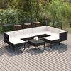 vidaXL 10 pcs conjunto lounge de jardim c/ almofad&otilde;es vime PE preto