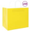 vidaXL Sacos de papel 50 unid com al&ccedil;as amarelo 32x22x28 cm