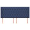 vidaXL Cabeceira de cama c/ abas tecido 203x16x118/128 cm azul