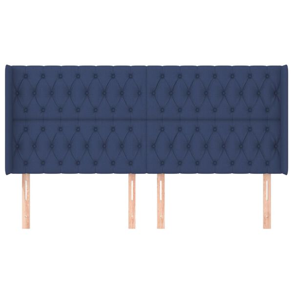 vidaXL Cabeceira de cama c/ abas tecido 203x16x118/128 cm azul