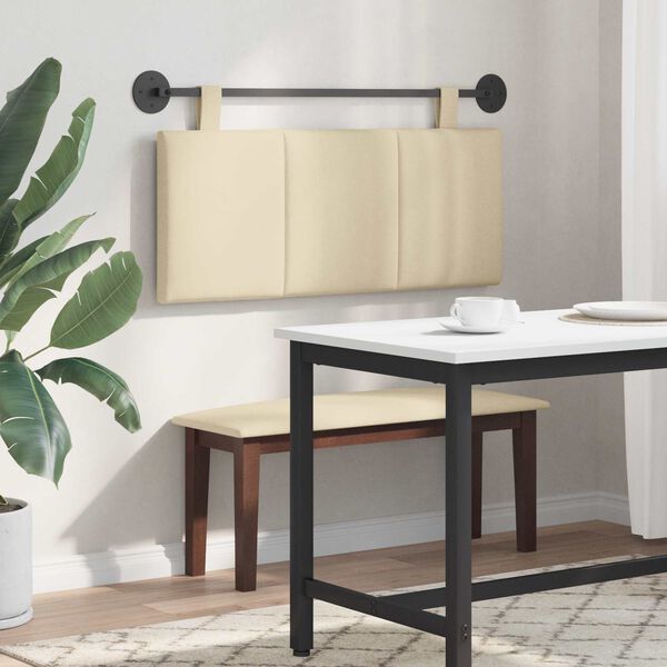 vidaXL Cabeceira Suspensa Riscas Creme 110 x 55 x 5 cm tecido