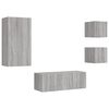 vidaXL 5 pcs m&oacute;veis parede p/ TV c/ LEDs deriv. madeira cinza sonoma
