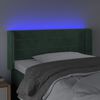 vidaXL Cabeceira cama c/ luzes LED veludo 93x16x78/88 cm verde-escuro