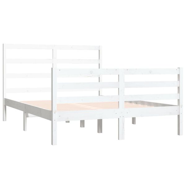 vidaXL Estrutura de cama pequena casal 120x190 cm pinho maci&ccedil;o branco